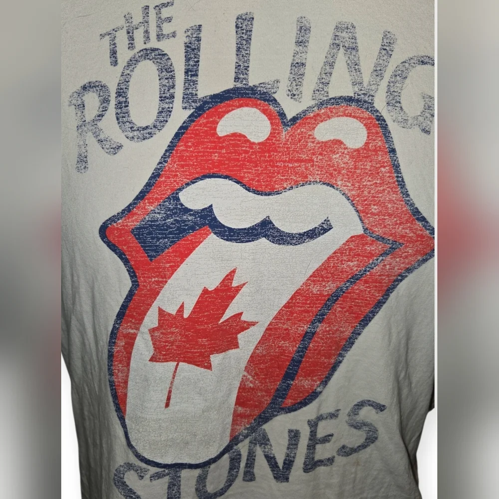 Rolling Stones White Graphic T-Shirt Distressed And Well Loved.. Kinda Grunge. - Picture 3 of 5